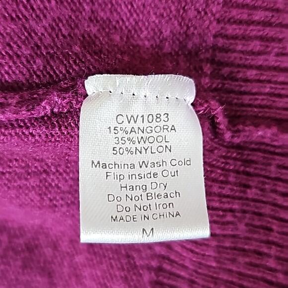 Womens Sz M Purple Angora Blend Lightweight Lagenlook Artsy Cardigan Sweater - Picture 11 of 12